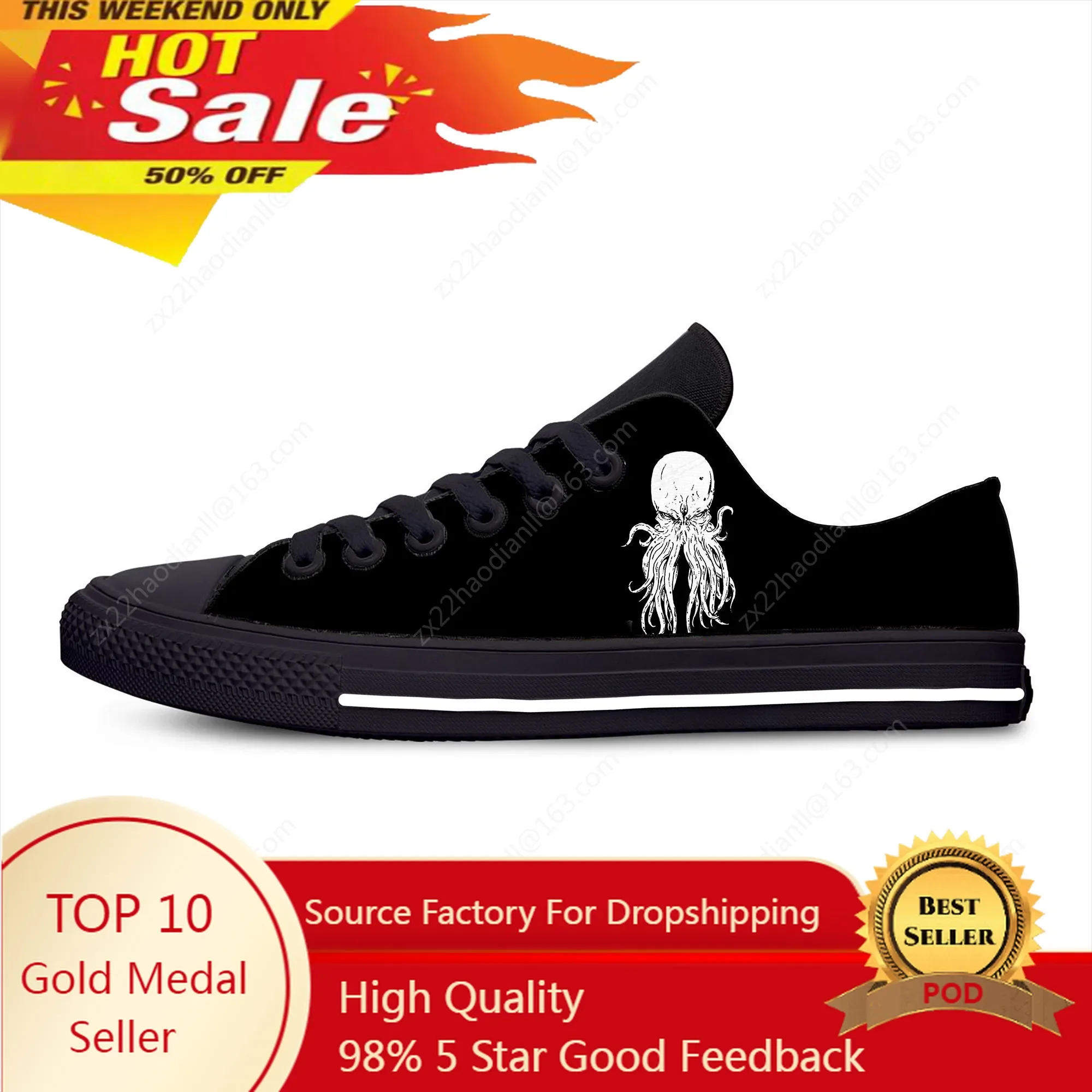 Cthulhu Octopus Tentacles Fiction Game Lovecraft Casual Cloth Shoes Low Top Lightweight Breathable 3D Print Men Women Sneakers