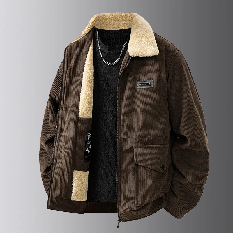 Men's Fleece Lined Thickened Jacket for Autumn Winter Heat-Storing Cold-Proof Comfortable Skin-Friendly Inner Liner 2025 New