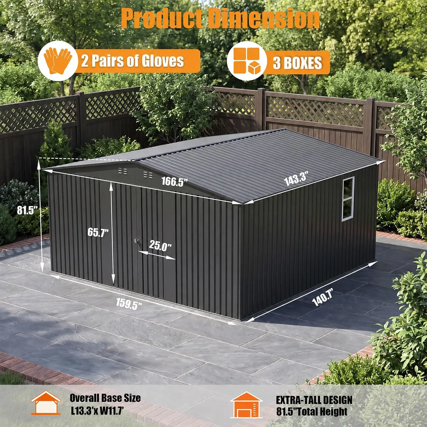14x12 FT Metal Shed Outdoor Storage with Upgraded Dual-Window, Customized