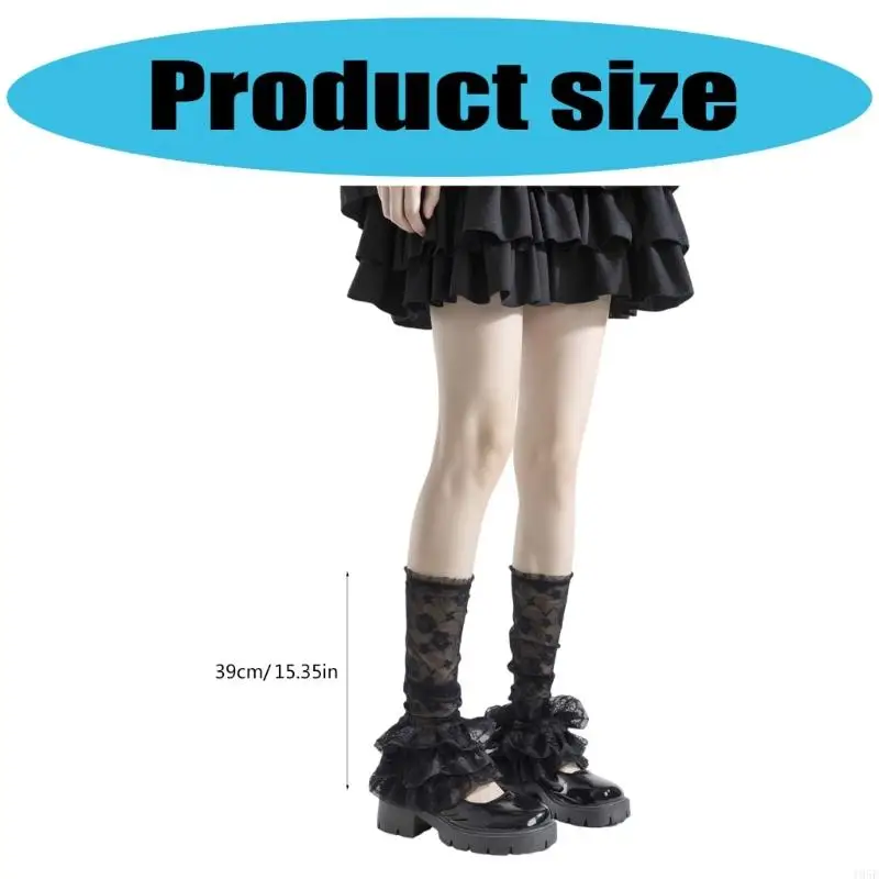 195E Damskie wzburzone koronkowe ocieplacze na nogi Letnie siatkowe rozszerzane rękawy na nogawkach Mankiety na buty Skarpetki