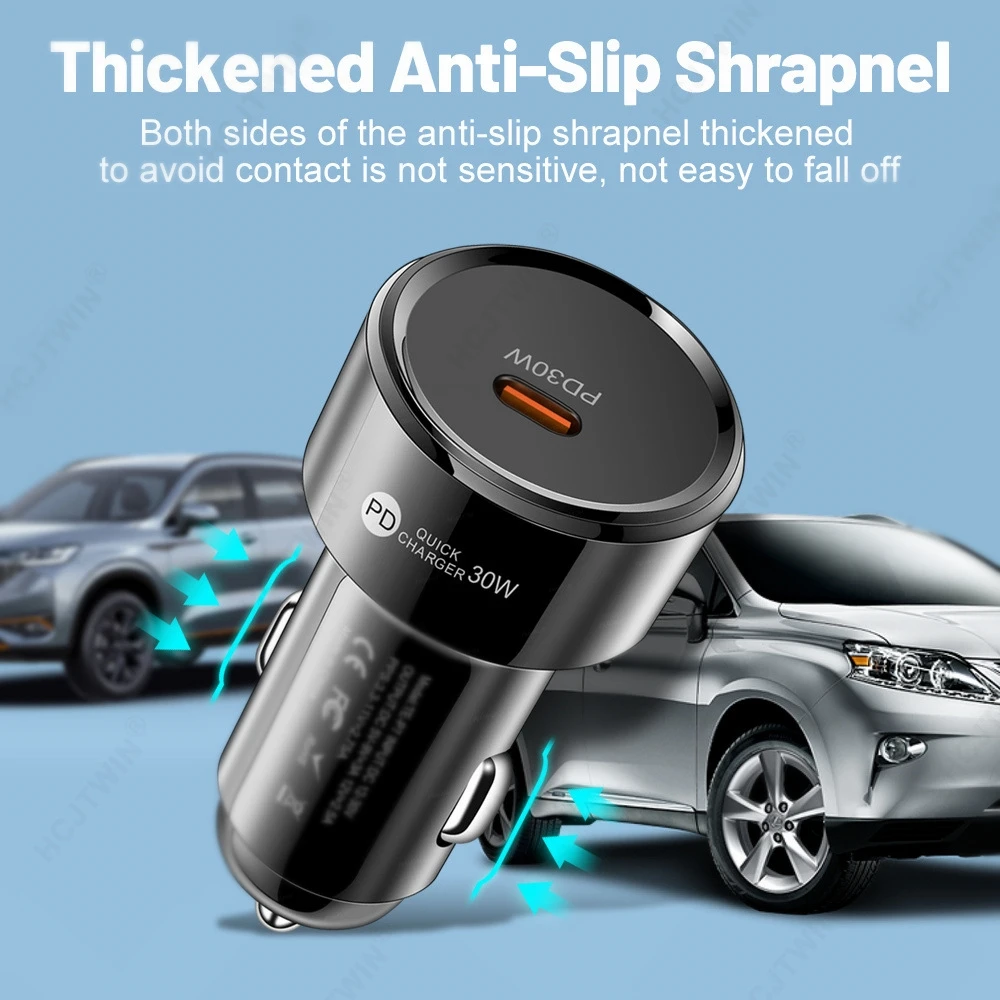 Mini-Autoladegerät, schnelles Laden, 30 W, Typ C, Auto-Handy-Ladegerät für iPhone 15 Pro, Xiaomi, Samsung, Huawei, schneller Handy-Adapter