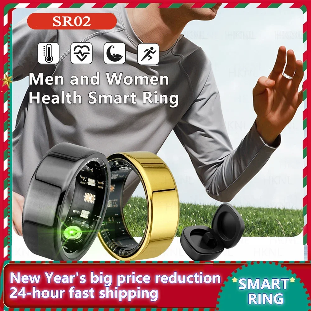 

Smart Ring with Charging Case for Men Women Military Grade Titanium Steel Shell Health Monitor Waterproof Multi-sport Modes Ring