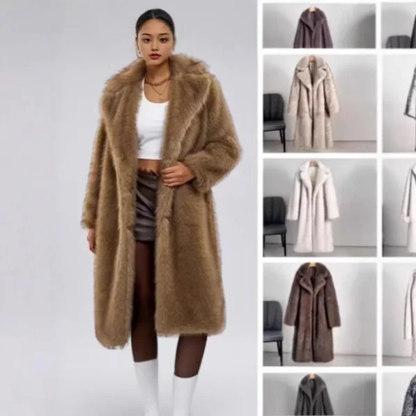

Роскошная зимняя женская длинная норковая куртка с однотонным воротником, толстая шуба из искусственного меха для женщин, удобное женское пальто из искусственного меха