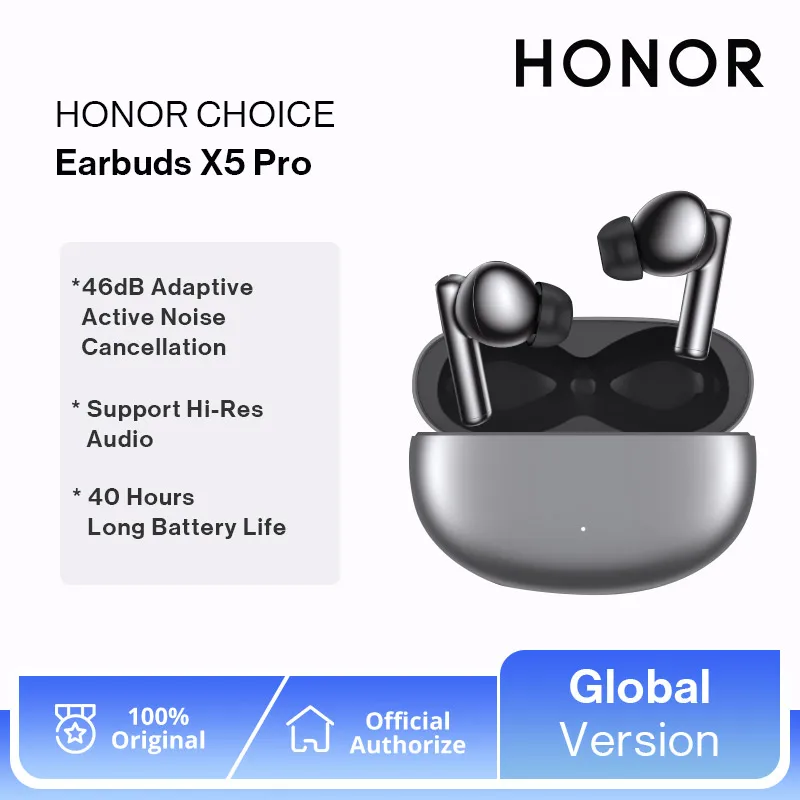 HONOR CHOICE Earbuds X5 Pro 46dB Adaptive Active Noise Cancellation Support Hi-Res Audio 40 Hours Long Battery Life