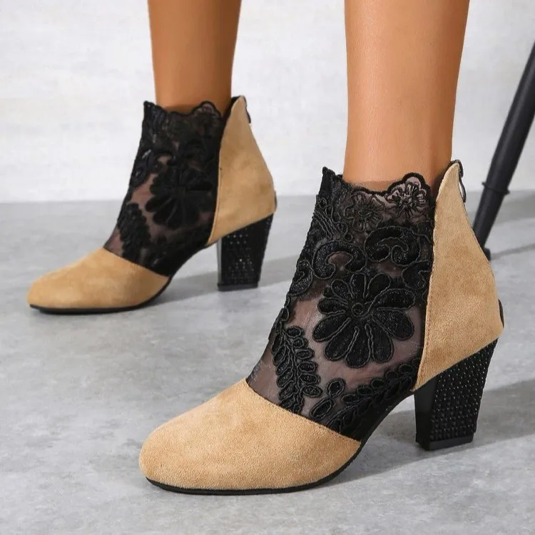 Women's Lace Heeled Shoes Fashion Ladies Roman Sandals Breathable Ladies Shoes Elegant Ladies Pumps New Mesh Sandalias2026 New image 6