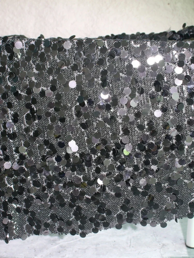 Black Sequin Mesh Fabric Gradient Background Wedding Dress Lace Designer Wholesale Cloth for Diy Sewing Meters Material