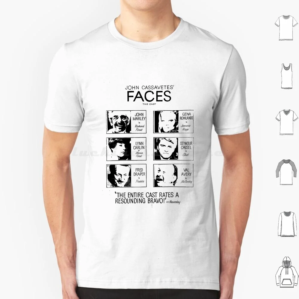 Faces ( 1968 )-- Movie Poster T Shirt Big Size 100% Cotton Gena Rowlands John Cassavetes A Woman Under The Influence Film Peter