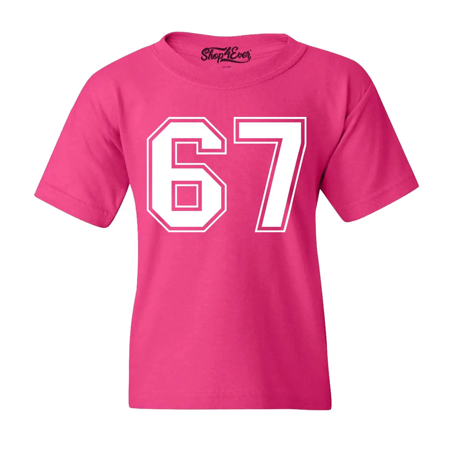 6 7 Six Seven Varsity Number Kids T-Shirt Funny Number Meme Shirt
