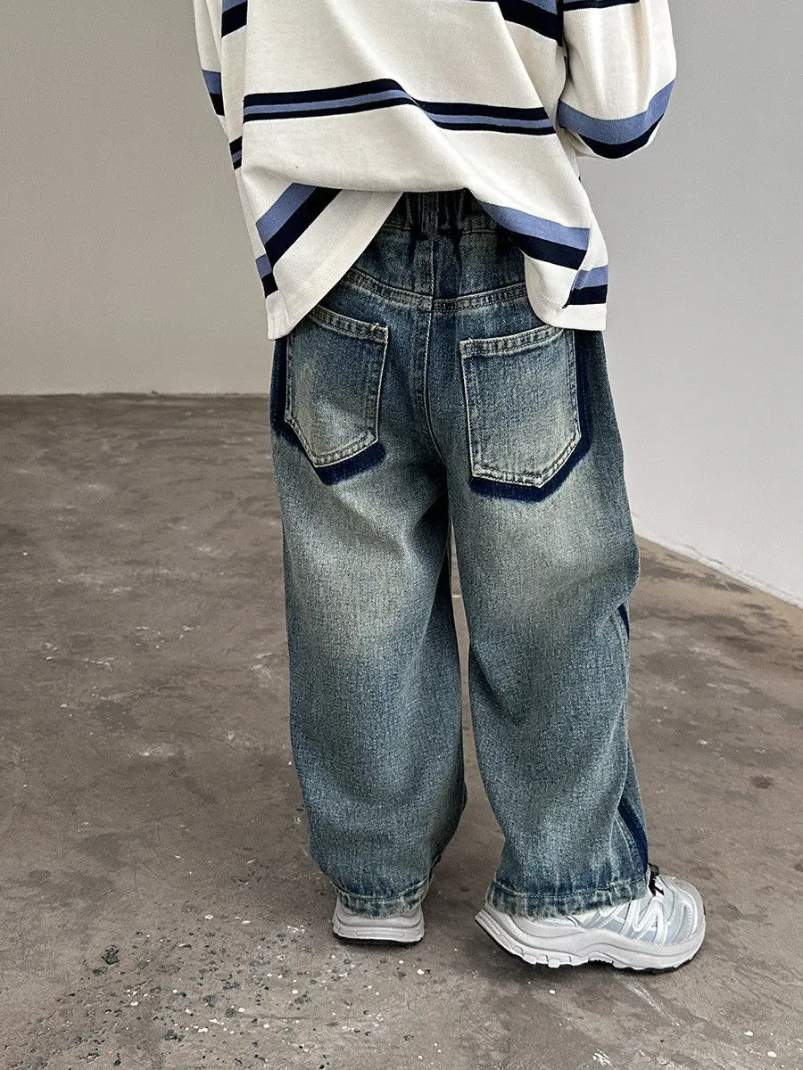 Pants Denim Jeans Trousers Kids Casual Cool Daily Spring Autumn Boys New Baby Korean Version Straight Tube Loose Fit Children