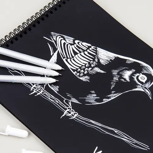 1Pc Sakura Gelly Roll Gel Pen White Color 0.5/0.8 /1.0mm High Light Marke Pen Black Cardboard Art Painting Pen White Line Pens - Image 2