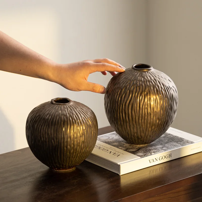 مزهرية سيراميك راقية مصنوعة يدويًا بلون المطر الضبابي، زهرة كونترتوب لمدخل الرياح من وابي سابي #3