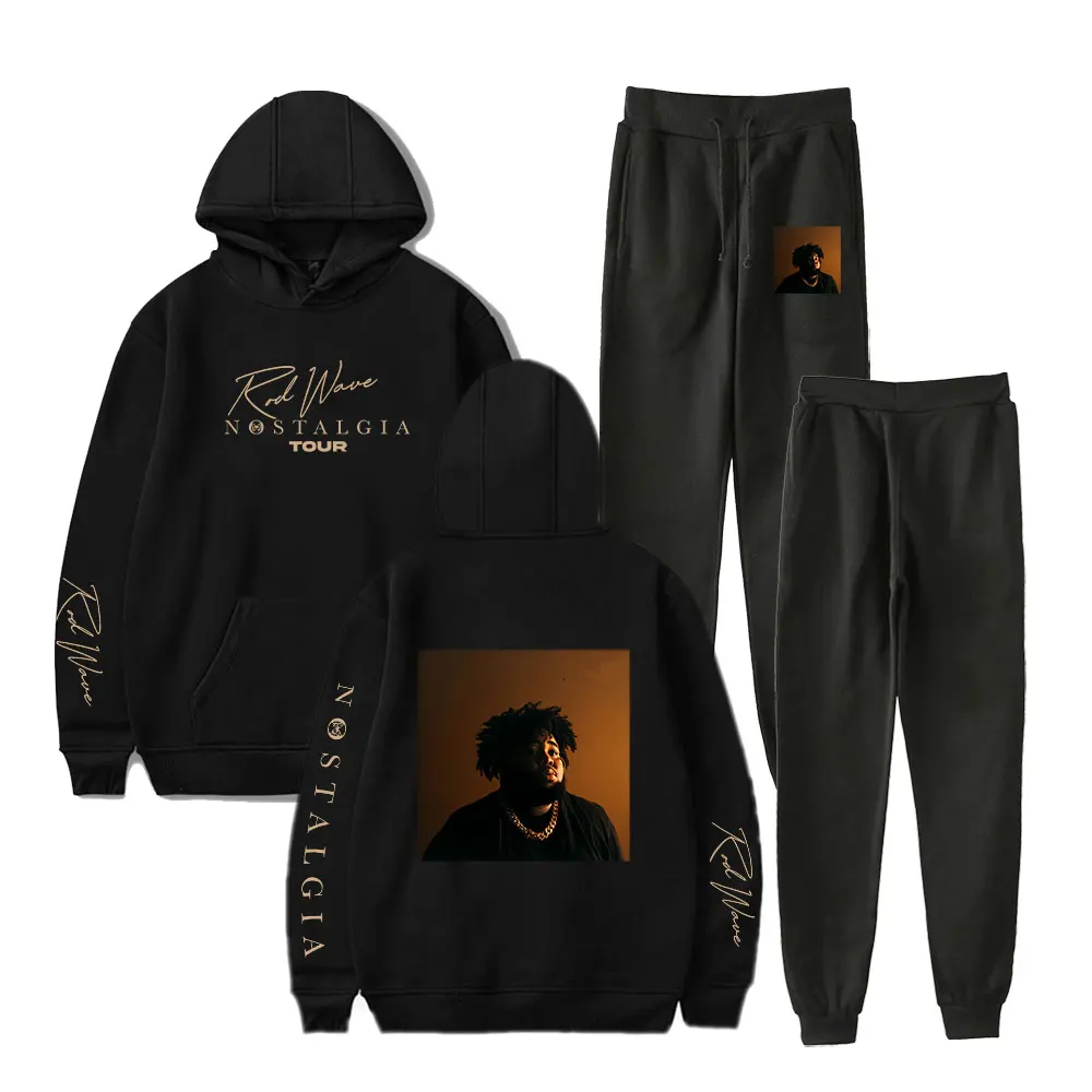 Rod Wave hoodies suit men nostalgia tour merch hoodies Two-Piece Sportswear Long-Sleeved Hoodie + Jogging Pants Unisex