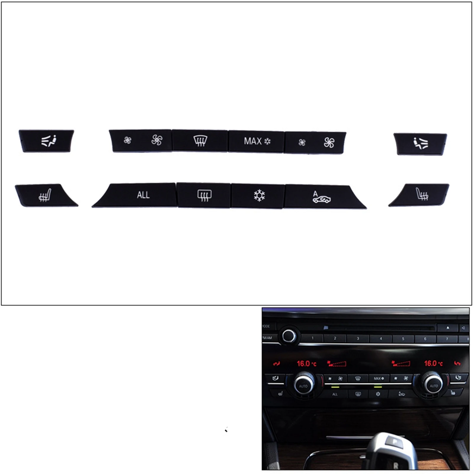 12pcs Console B Button Key Cap Repair Heater Interior Switch Cover For BMW F10 F11 F18 5GT F07 F06 F12 F13 F01 F02 X5 F15 X6 F16