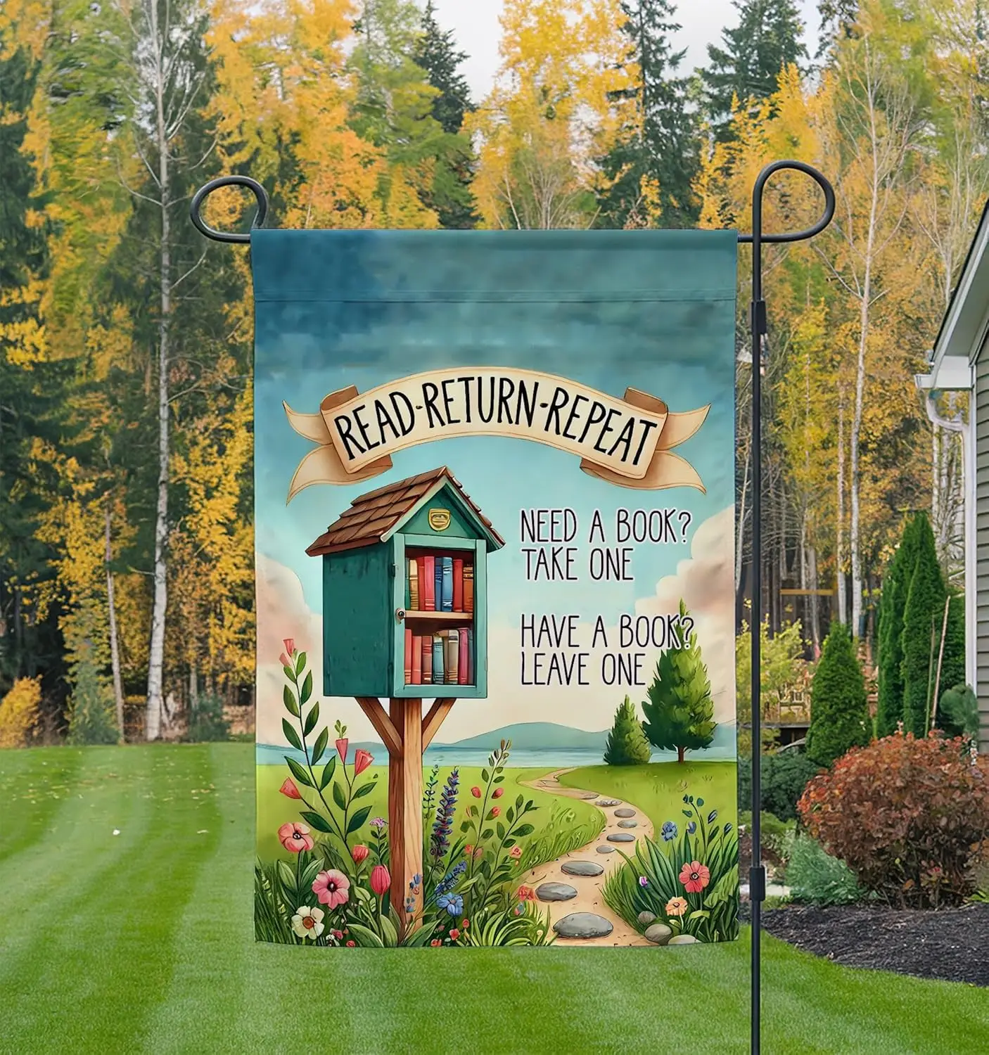 Read Return Repeat Garden Flag - Need A Book Take One Have A Book Leave One Yard Sign - Books Theme - Ideas Outdoor Decorati WWP