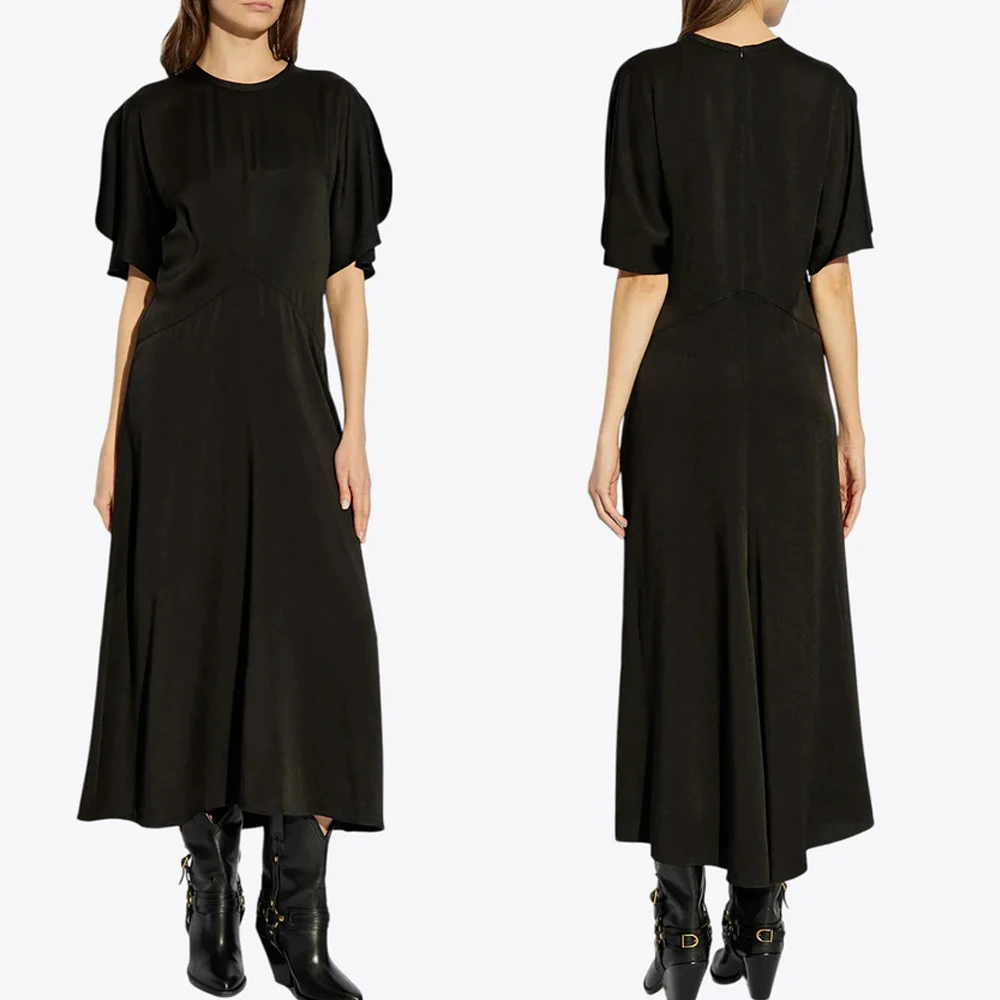 

Customized Elegant Short-sleeved Midi Dress A-Line Evening Dresses Occasion Formal Exquisite High Quality Prom Party Gowns Women