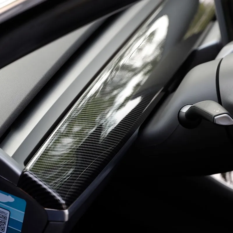 New ABS Carbon Fibre Car Center Console Decorative Strip Dashboard Insert Protective Cover For Tesla Model 3/Y 2023 Accessories