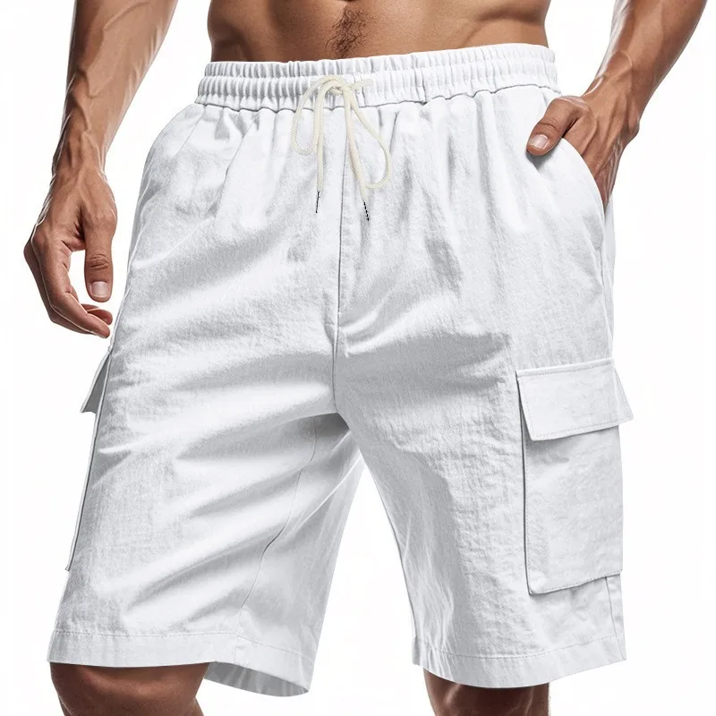 

New Men's Cotton Linen Shorts Pants Male Summer Breathable Solid Color Linen Trousers Fitness Streetwear M-4XL