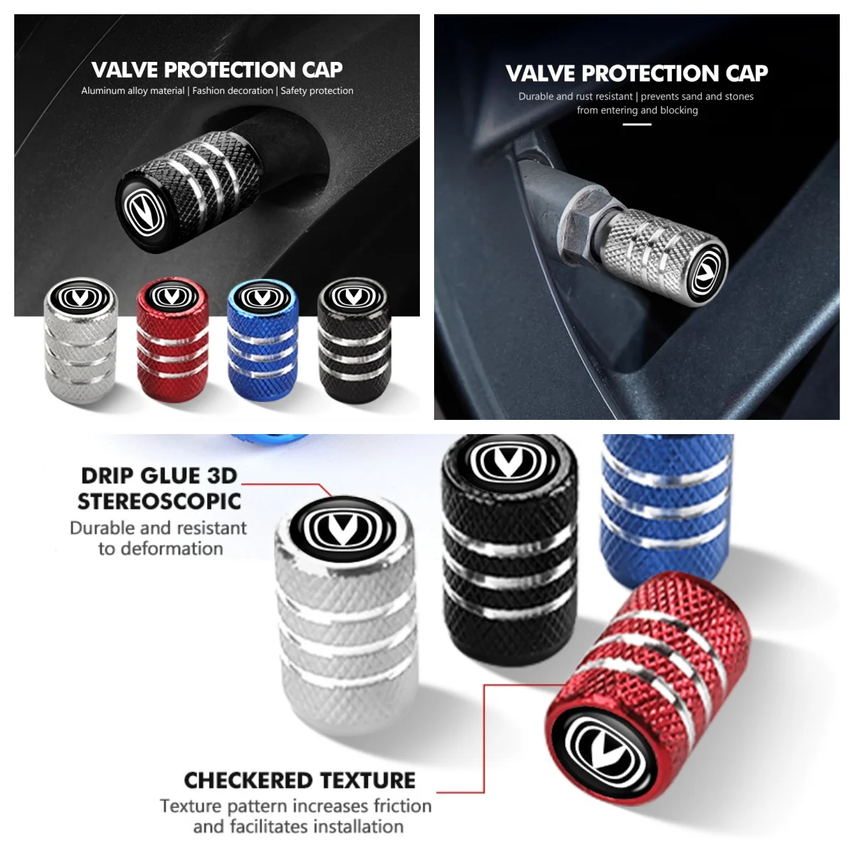 4Pcs Aluminum Alloy Car Tire Valve Stem Caps Anti‑Dust Air Valve Cover For Changan Deepal S7 SL03 CS75 Plus CS55 Plus UNI‑V Acce