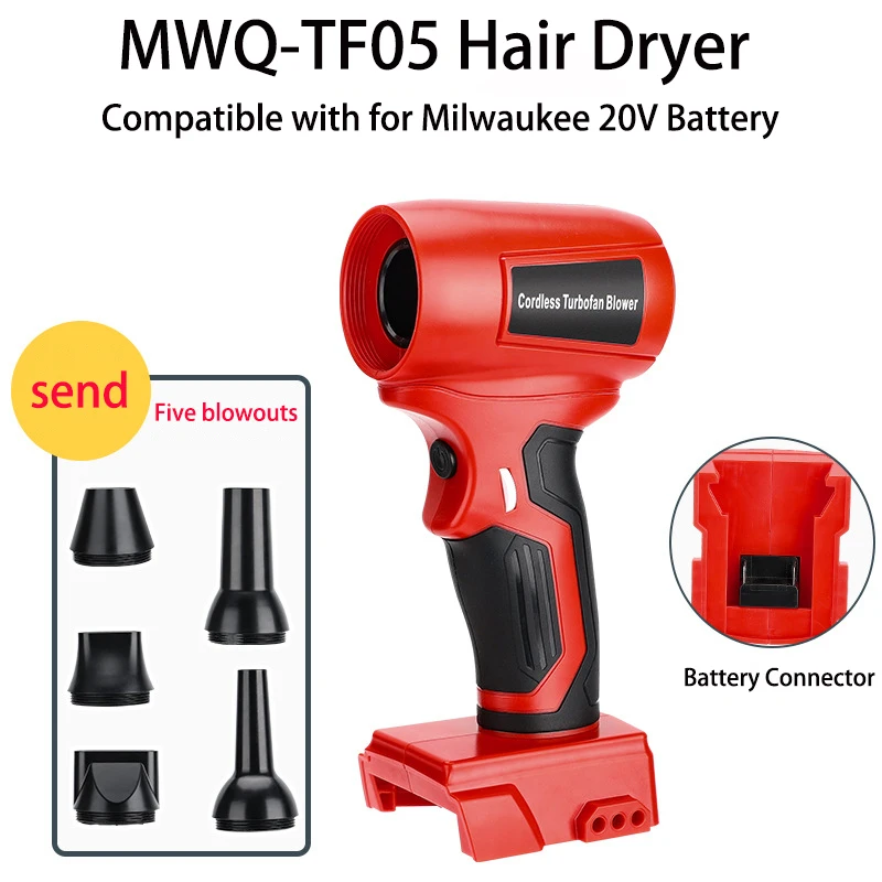 

Handheld Jet Fan Electric Cordless Turbo Blower Violent Blower for Milwaukee 18V Batteries Snow Leaf Dust Patio Cleaning Tools