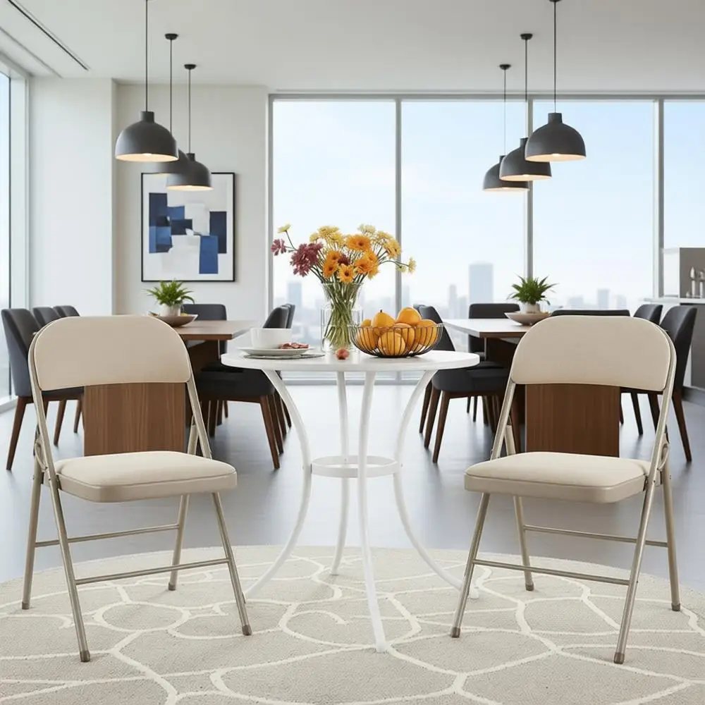 

Dining Chairs Set of 2, Leather Cushion, Contemporary Kitchen Side Chair with Padded Back & Sturdy Metal Legs, Upholstered Seat