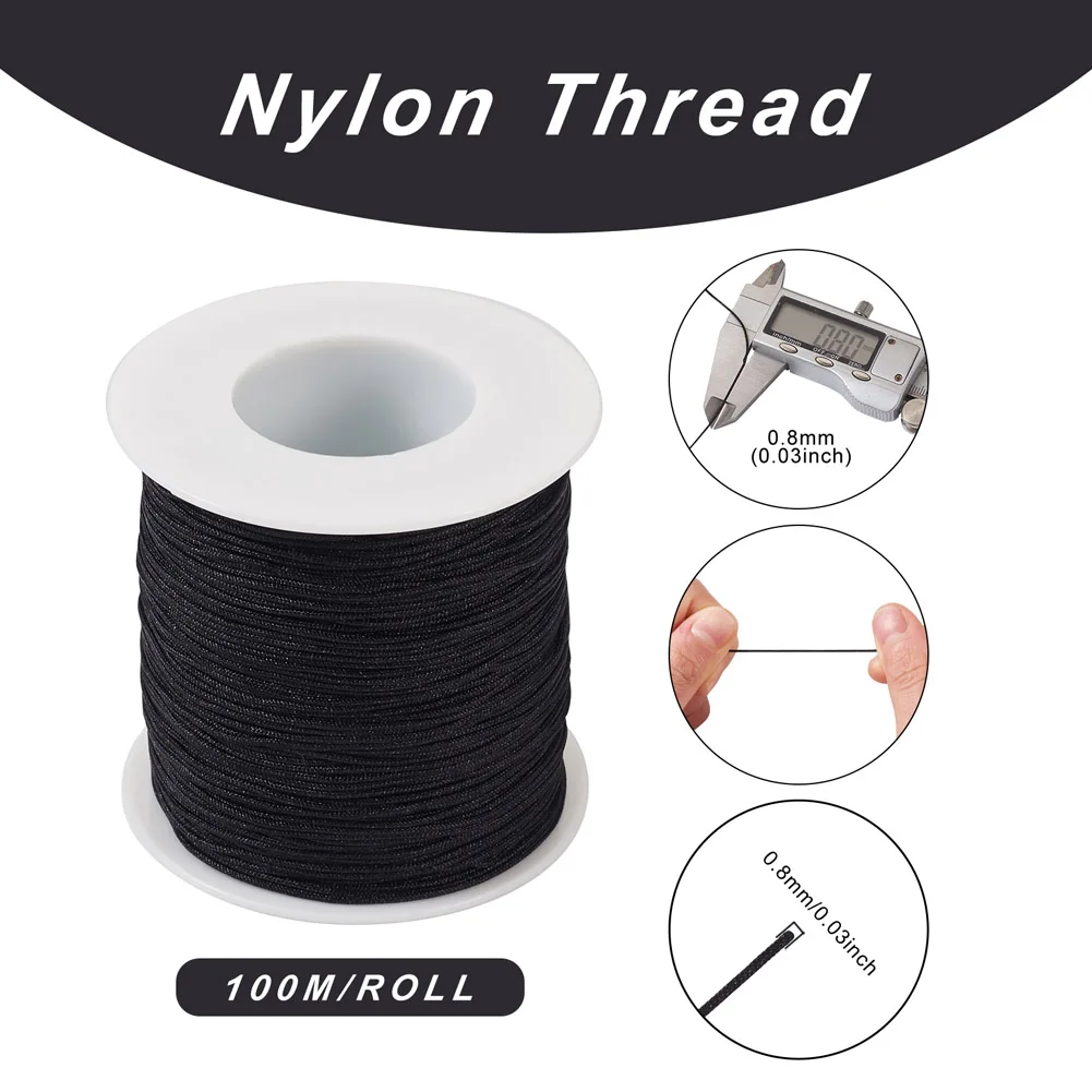 about 100m/Roll Nylon Thread Cords 0.4mm 0.8mm Chinese Knotting Cord Beading jewelry accessorie for DIY bracelet necklace making