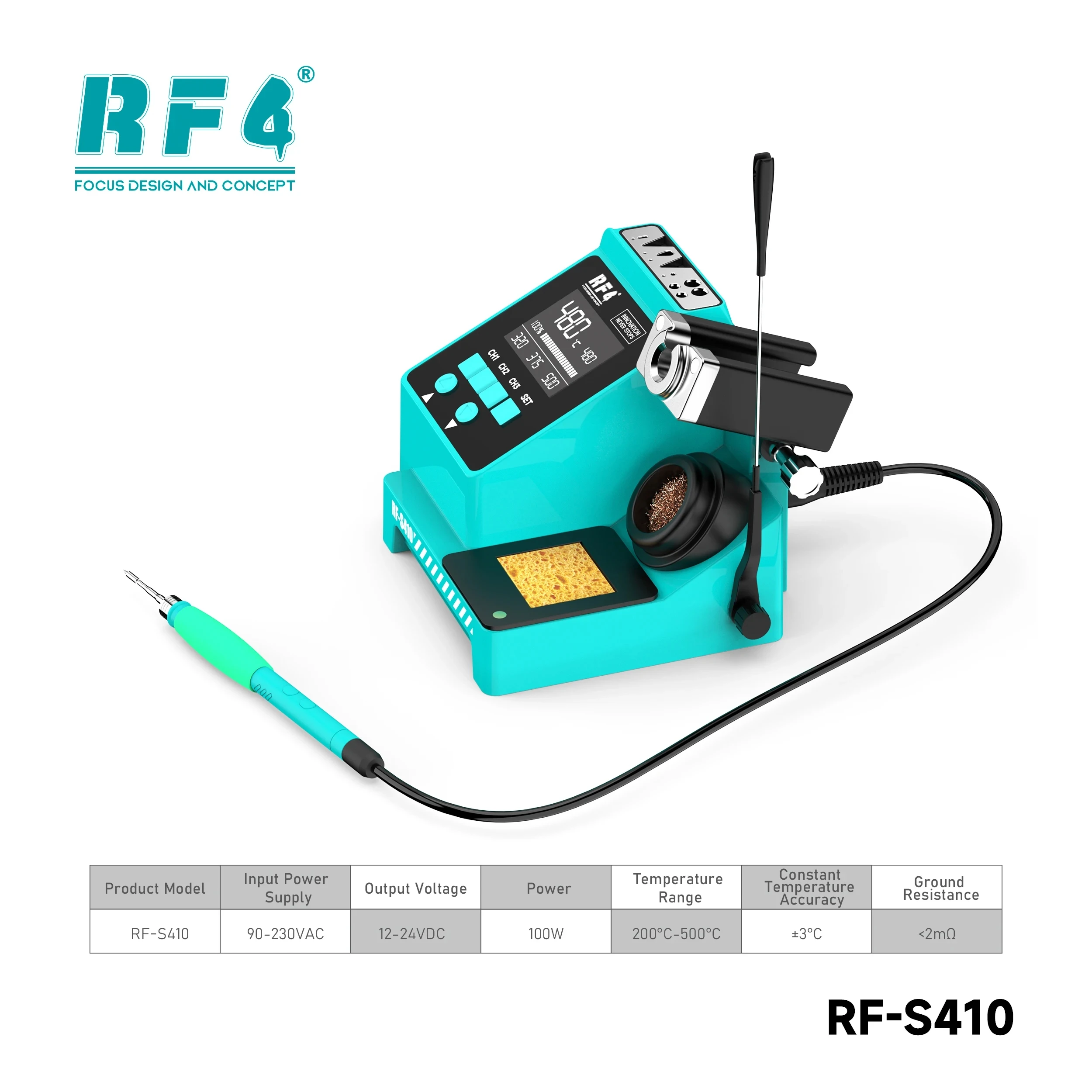 

RF4 RF-S410 Умная паяльная станция TCP Temp Control 210 Ручка Быстрый нагрев Металлическая сенсорная машина для ремонта компенсации температуры памяти