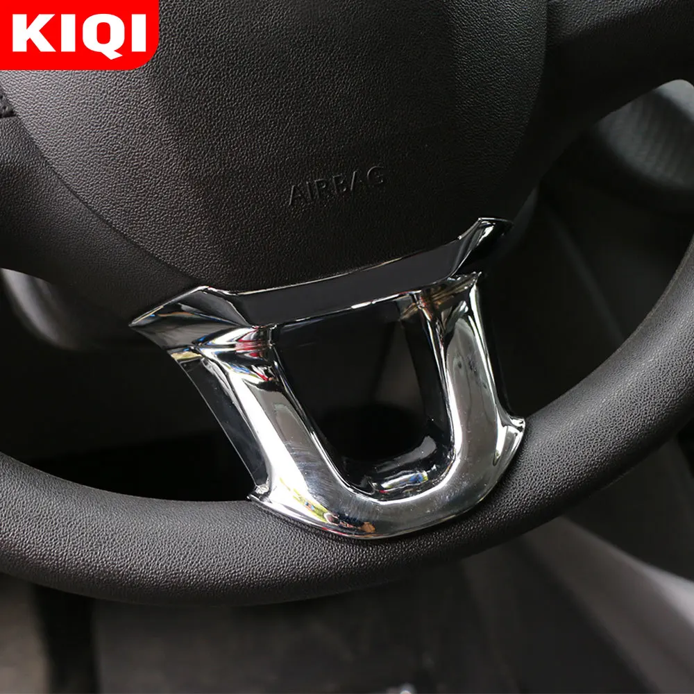 KIQI Car Styling ABS Chrome Steering Wheel Decoration Trim Sticker Case For Peugeot 2008 2014 - 2019 Car Accessories