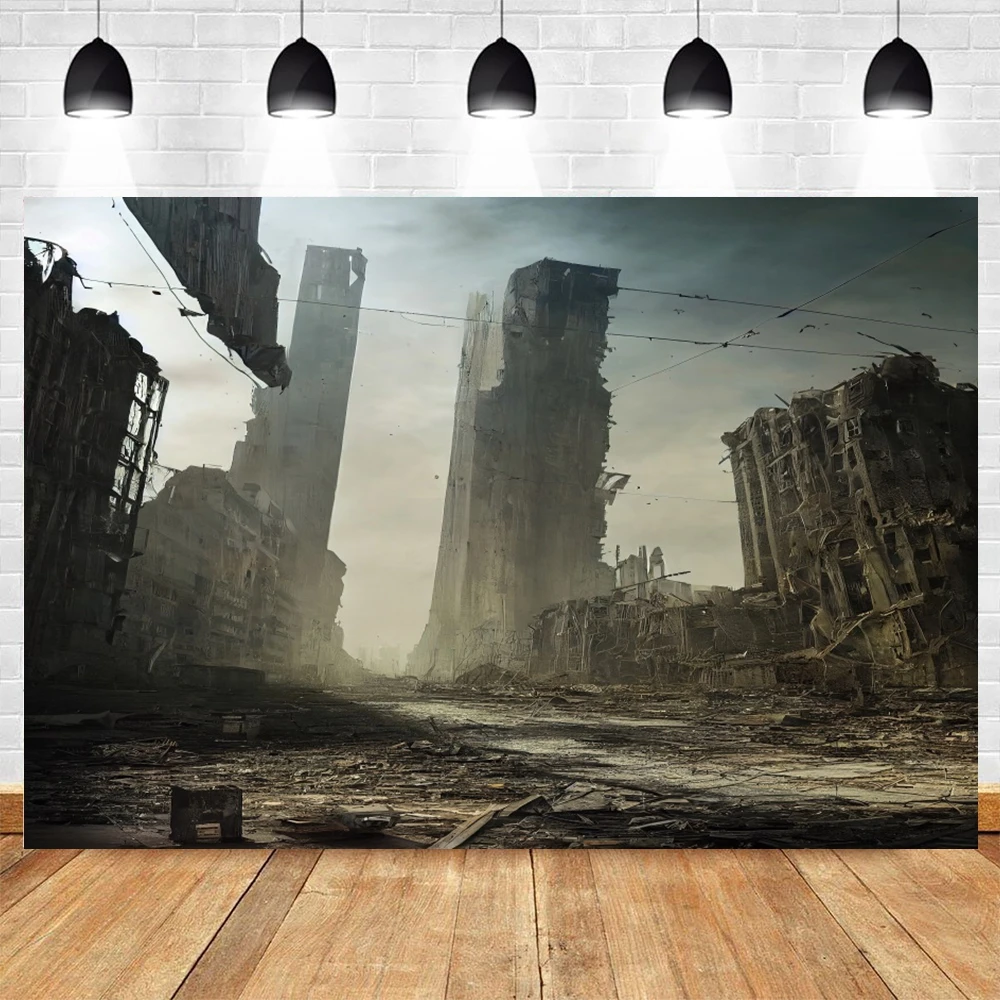 خلفية التصوير الفوتوغرافي لمدينة الأنقاض المدمرة ، الخلفية المظلمة ، استوديو الصور ، الشوارع ، الكوكب ، سقوط النيران ، هرمجدون