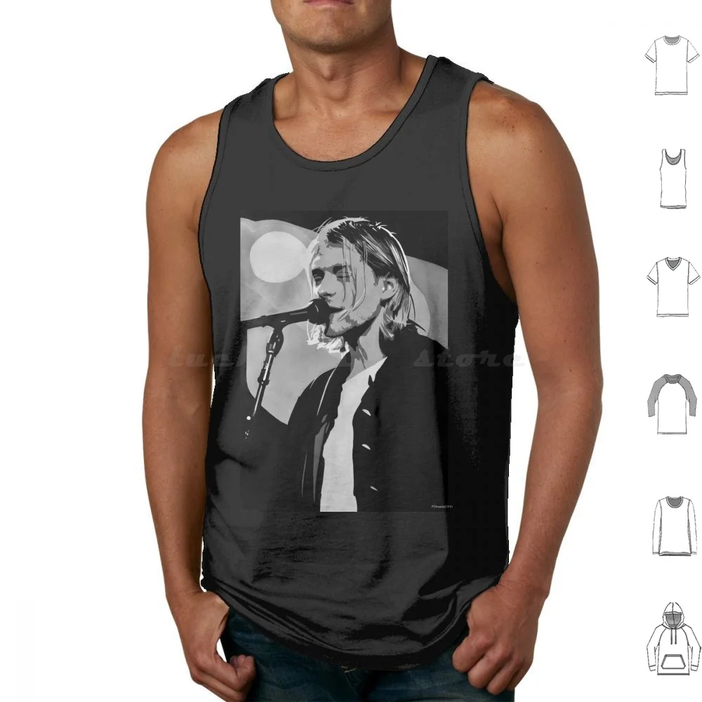 Tank Tops Print Cotton Artist Mood Hand Sketch Digital Design Monochromatic 90S Musician Celeb Portrait Grunge 90S