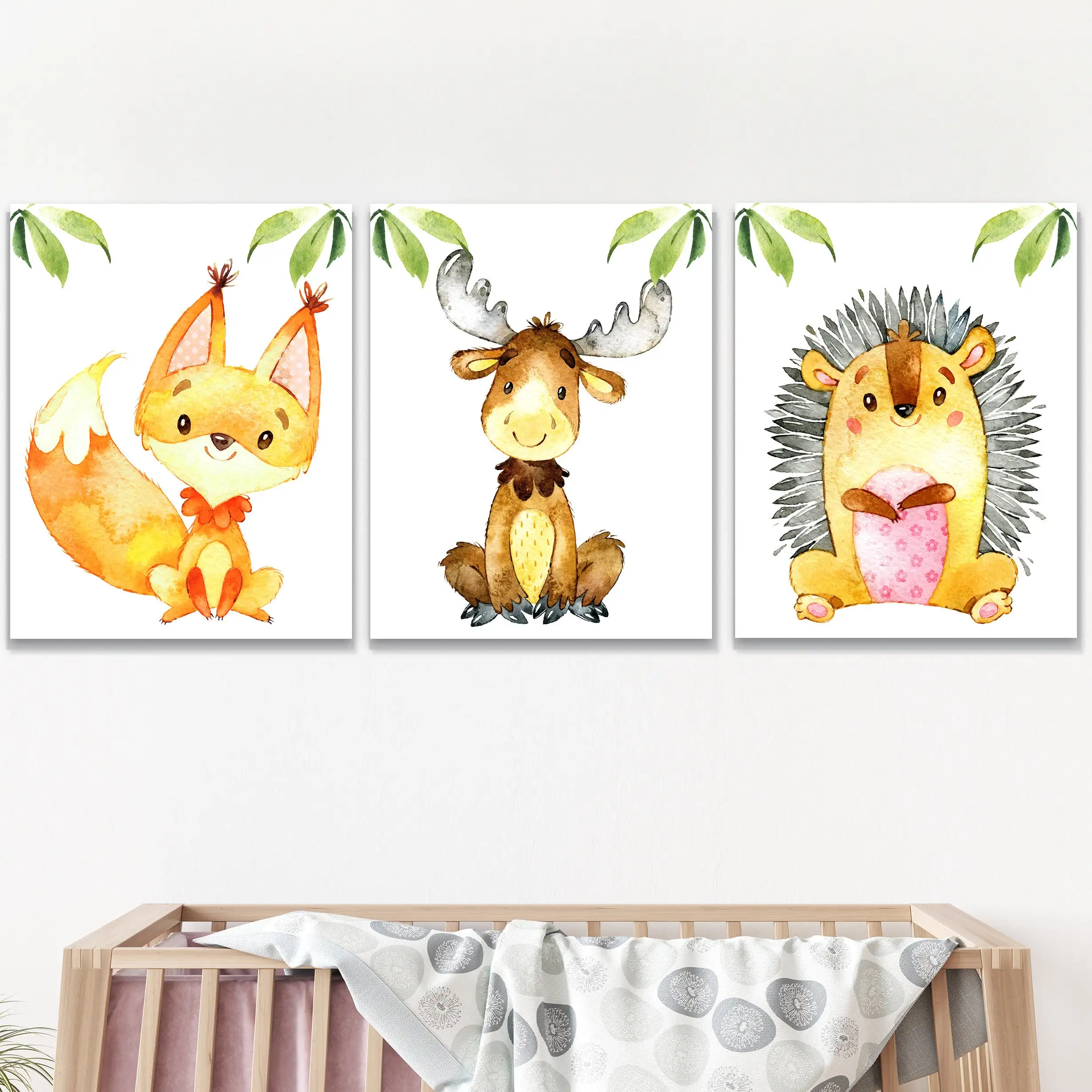 Baby Nursery Boy - ديكور حائط لغرفة الأطفال برسومات حيوانات