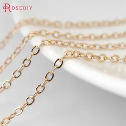 2 Meters Width 1.2MM 1.5MM 2MM 18K Gold Color Brass Flat Oval Chains Necklace Chains High Quality Jewelry Making Accessories