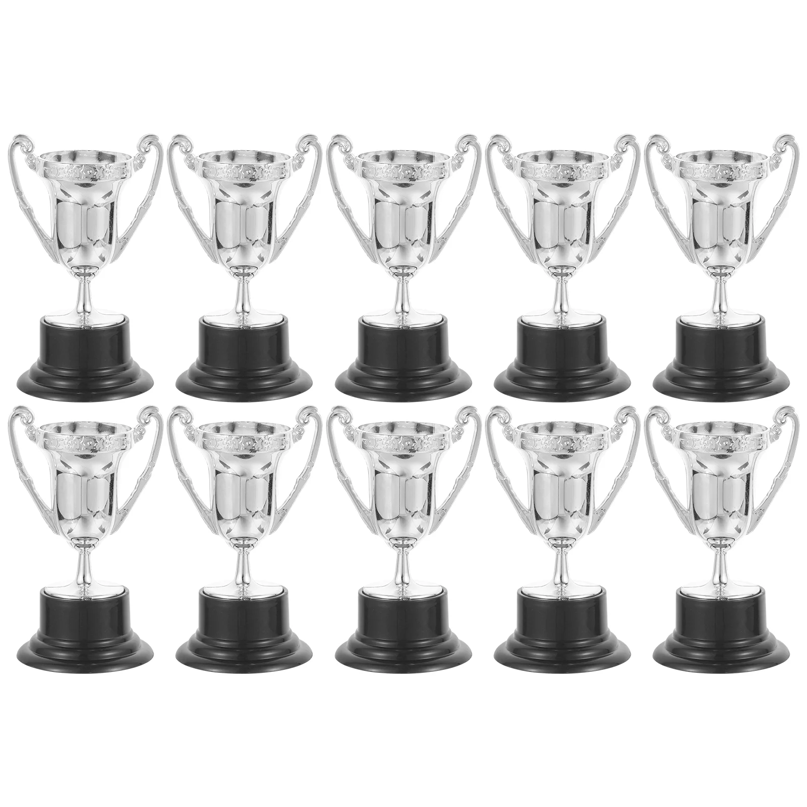 10Pcs Small Trophy for Kids Party Game Props Plastic Trophy Model Plastic Trophy Cups for Game (Random Style)