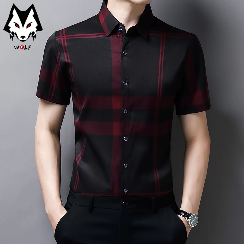 New Spring/Summer Men\'s Striped Short Sleeve Shirts Men\'s Sleeves Slim Fit Casual Shirts Hot Selling Spot Tops