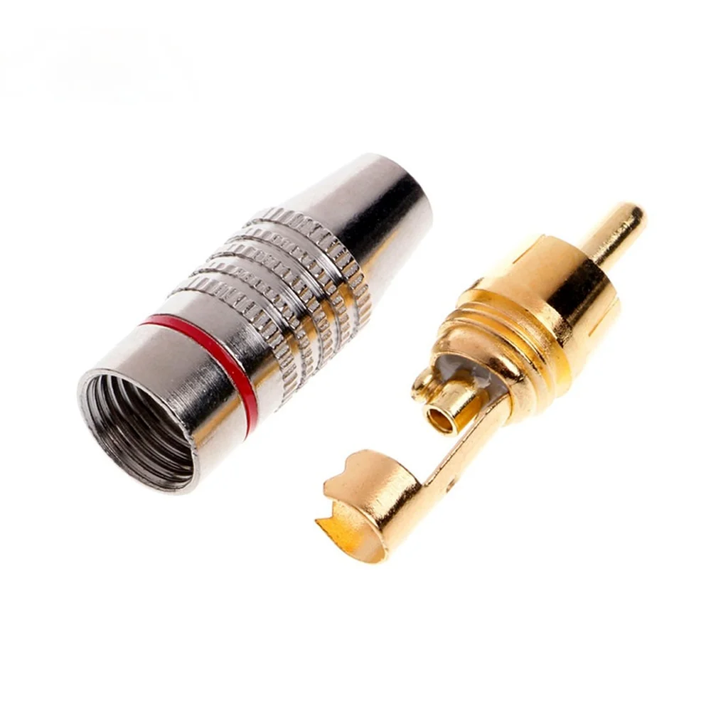 

New RCA Male Plug Non Solder Audio Video Adapter Connector Male to Male Convertor for Coaxial Cable Balck Red Wholesale