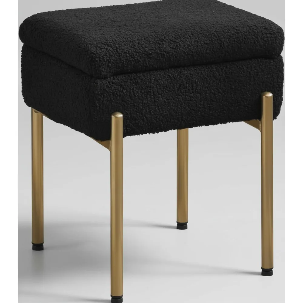 

Velvet Storage Ottoman Stool with Metal Legs, Makeup Vanity Chair, Anti-Slip Footstool for Bedroom Living Room