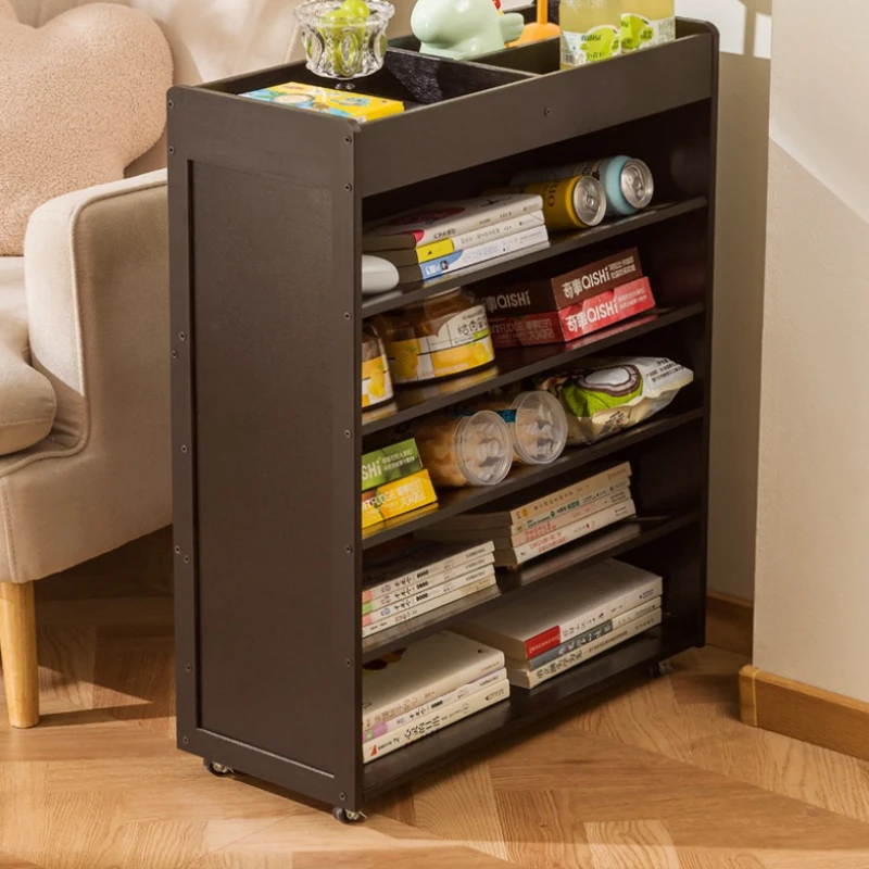 

Deskside bookshelf mobile classroom narrow slit bookcase workstation small student classroom study table storage coffee table