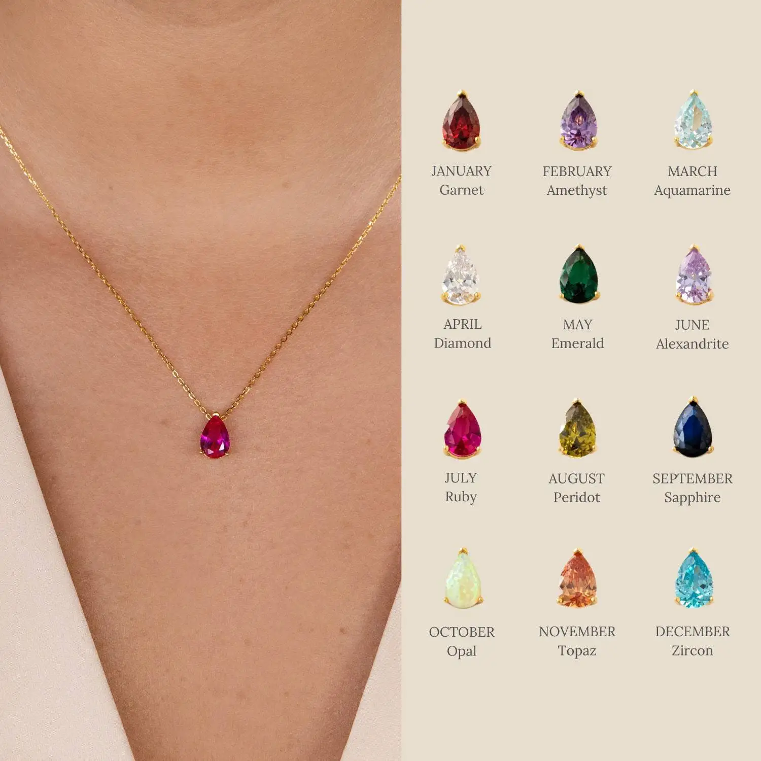 Minimalist Stainless Steel Shinny Waterdrop Shaped Zircon Necklace for Women Girls Waterproof Jewelry Birthday Gifts