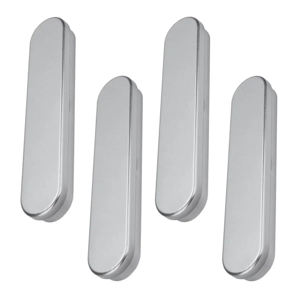 4Pcs Tinplate Stationery Box Durable Silver Smooth Design Student Pen Case Multi functional Pencil Storage Box