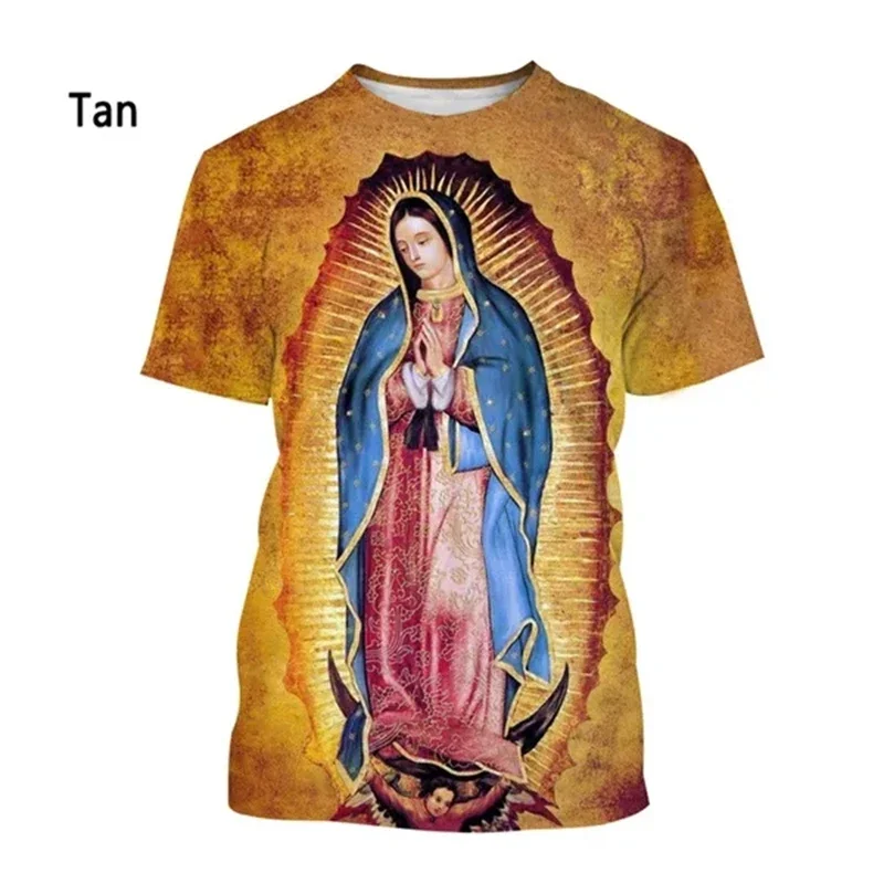 New Fashion Guadalupe Virgin Mary Of Mexico 3D Printing T-shirt Unisex Fresh Casual Short-sleeved T-shirt Classic Tee Apparel