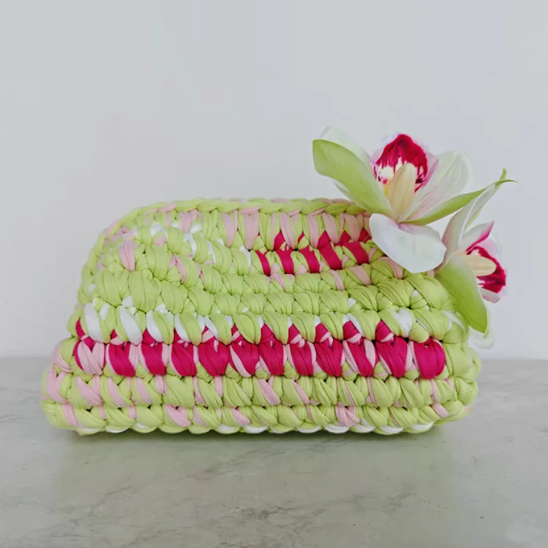 

Handmade Woven Handbag Fashion Color Block Handmade Crochet Hook Woven Handbag Women's Wallet Summer Beach Vacation Evening Bag