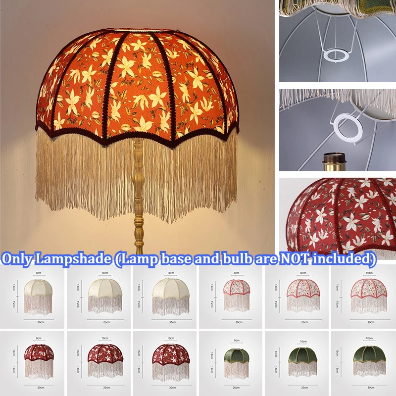 

Vintage Fabric Lampshade with Tassels Chinese Style E27 Lampshade for Table Lamp Floor Lamp Bedside Lamp Replacement Cover