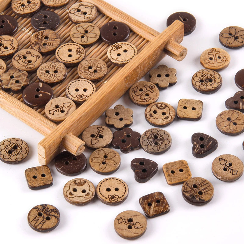 100/50Pcs DIY Wooden Coconut Buttons Natural Wooden Button For Kids Clothing Accessories Handmade Supplies Sewing Handicraft