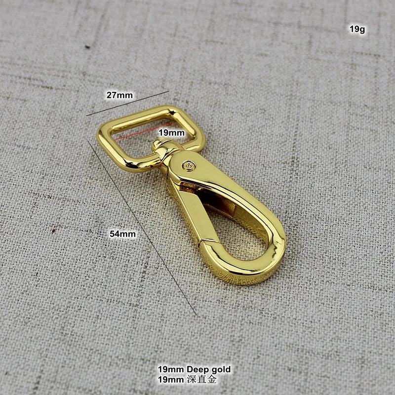 16mm 19mm High quality Deep gold webbing trigger snap hooks hard carabines swivel clasp lobster claws Bag Parts Accessories