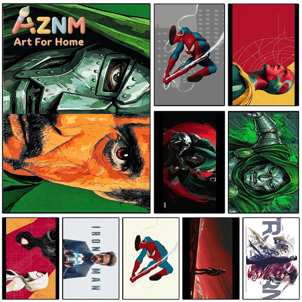 Cuadro decorativo para pared con motivos de Doctor Doom, el superhéroe de Marvel, en formato de cómic, sin marco, ideal para decorar el hogar, el dormitorio o la sala de estar.