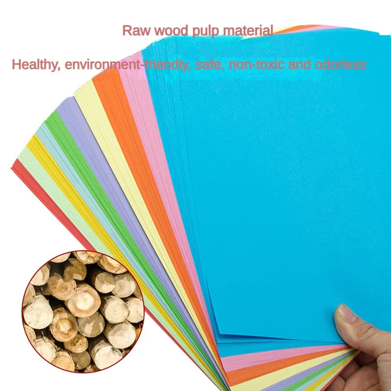 100Pcs Colorful DIY Kids Handmade Origami Colored A4 Copy Paper 10 Colors Scrapbooking Packaging Paper Craft Decoration Paper