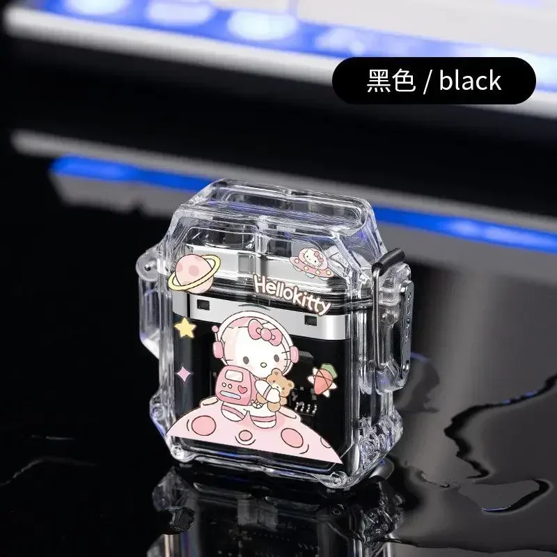 Creative Personality Double Arc Windproof Electronic Lighter Cute Kuromi Hello Kitty Lighter Waterproof Rechargeable Lighters