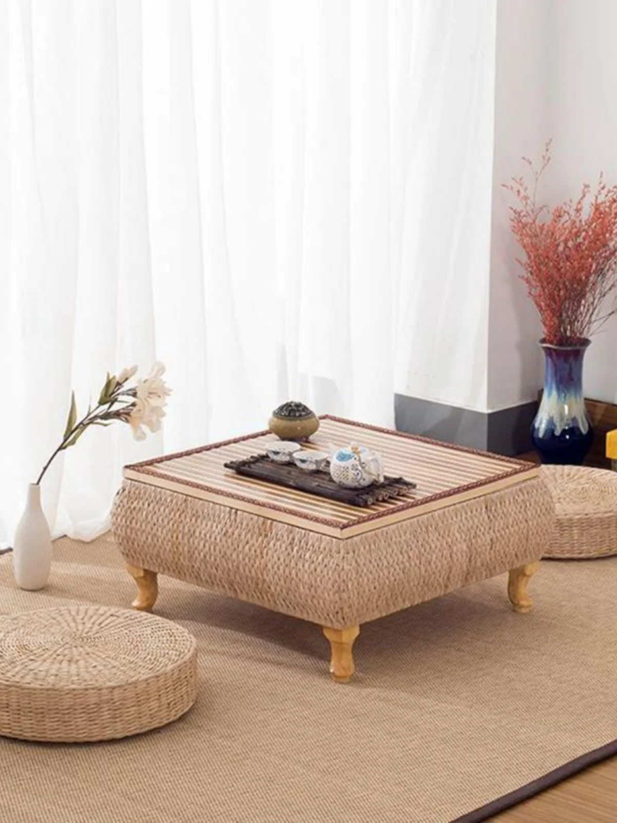 

Household Japanese style tatami, tea table, rattan grass woven kang table,