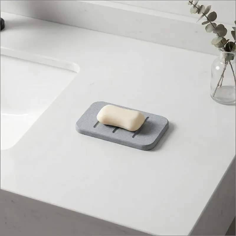 Diatomite Mud Soap Dish Quick Dry Bathroom Countertop Absorbent Pad Rectangular Toiletries Holder Supplies