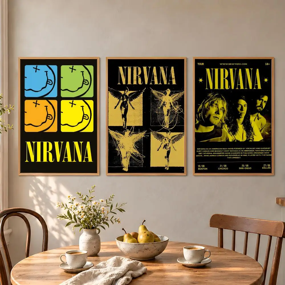 Band Nirvana Nevermind Cobain Grunge Poster Aesthetic Wall Art Poster HD Waterproof PP Self Adhesive Bedroom Dorm Room Decor