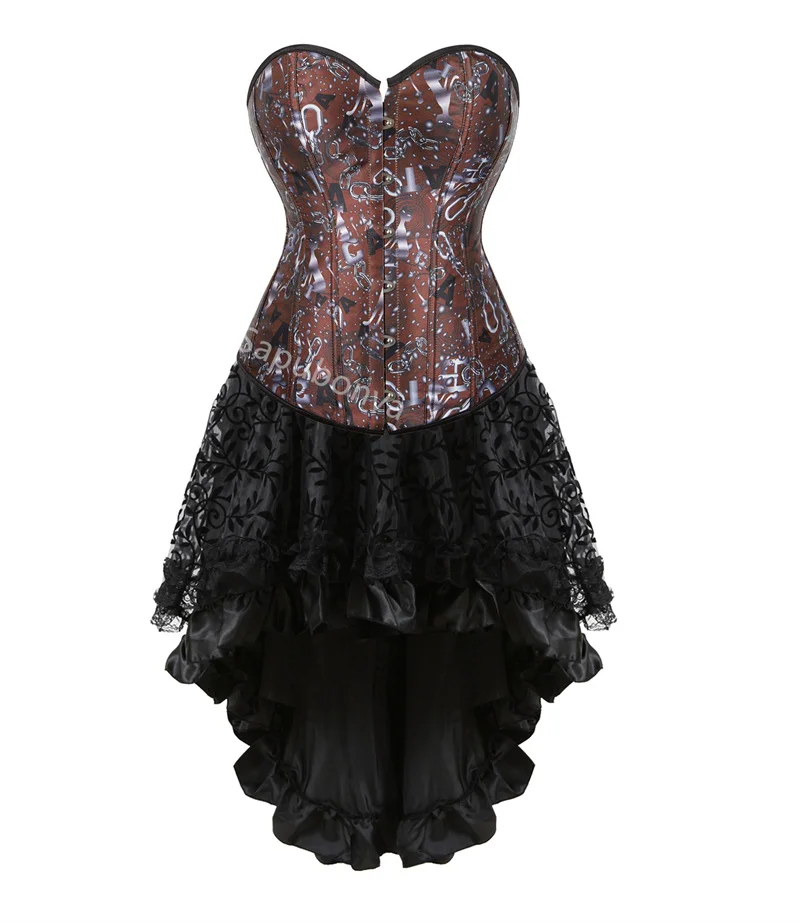 

Костюм-комбинация: корсет, юбка-пачка, с принтом и кружевом, для вечеринок, сексуальный, в стиле бурлеск, на Хэллоуин, женский, больших размеров, черный, красный